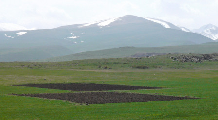 Parcelles cultivées sur les hauts plateaux au nord du col Selim, mai 2023