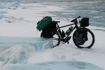 Mon deuxième vélo, le Cattin Cycles n°1, et son harnachement d'hiver sur le Baïkal