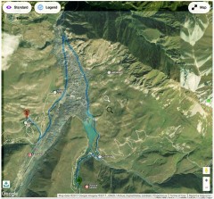 Carte et vue satellite de l'éboulement du glacier Kolka dans la vallée du Genaldon