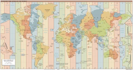 Carte mondiale des fuseaux horaires (heure d'hiver)
