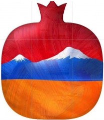 Paysage et fruit typiques, et accessoirement couleurs du drapeau national du Hayastan, avr. 2023