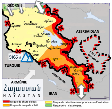 Arménie, carte schématique, avr. 2023